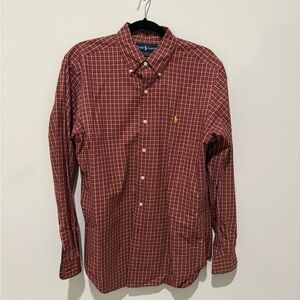 Ralph Lauren Men's Red Checkered Button Down Shirt